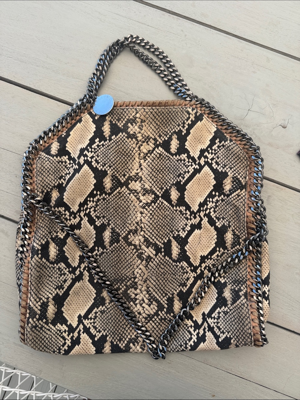 Stella McCartney Falabella Mini Tote Bag snake print canvas - Picture 1 of 4